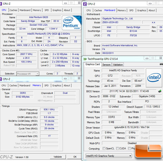 Intel Z68 Test Settings