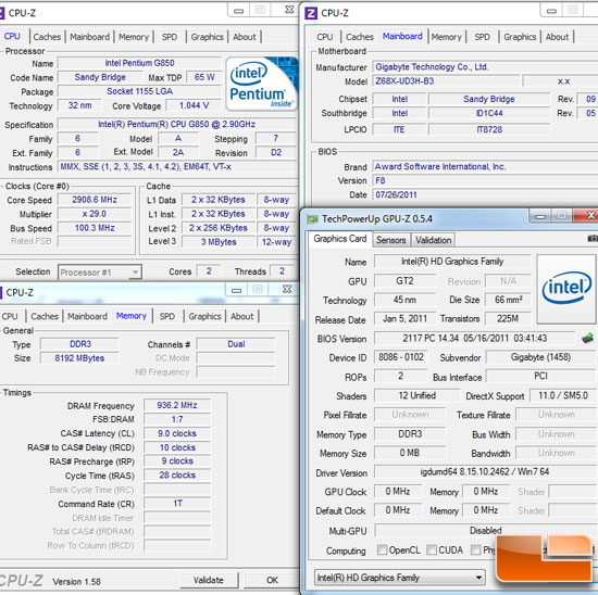 Intel Z68 Test Settings