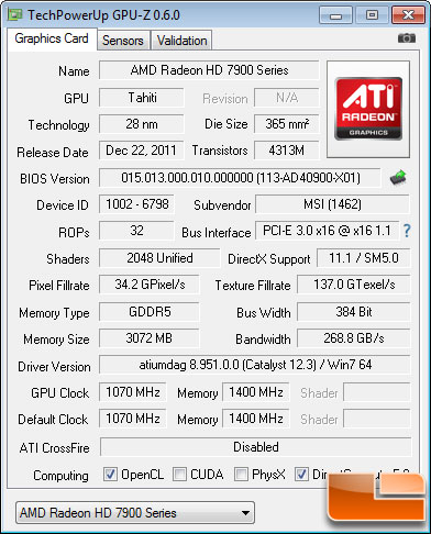 MSI R7970 Lighting GPU-Z