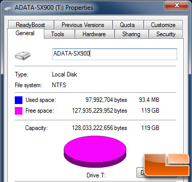 ADATA SX900 128GB Properties