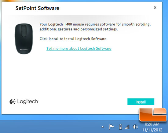 logitech setpoint no mouse settings