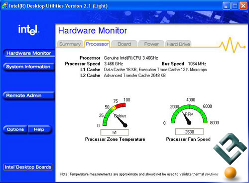 Intel 955EE Temperature at 51C idle