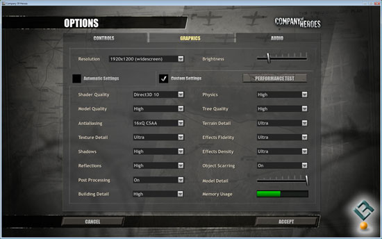 Company of Heroes Benchmark Settings