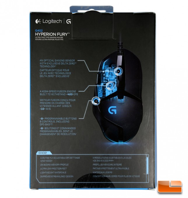 Logitech G402 Hyperion Fury USB Wired Gaming Mouse, 4,000 DPI