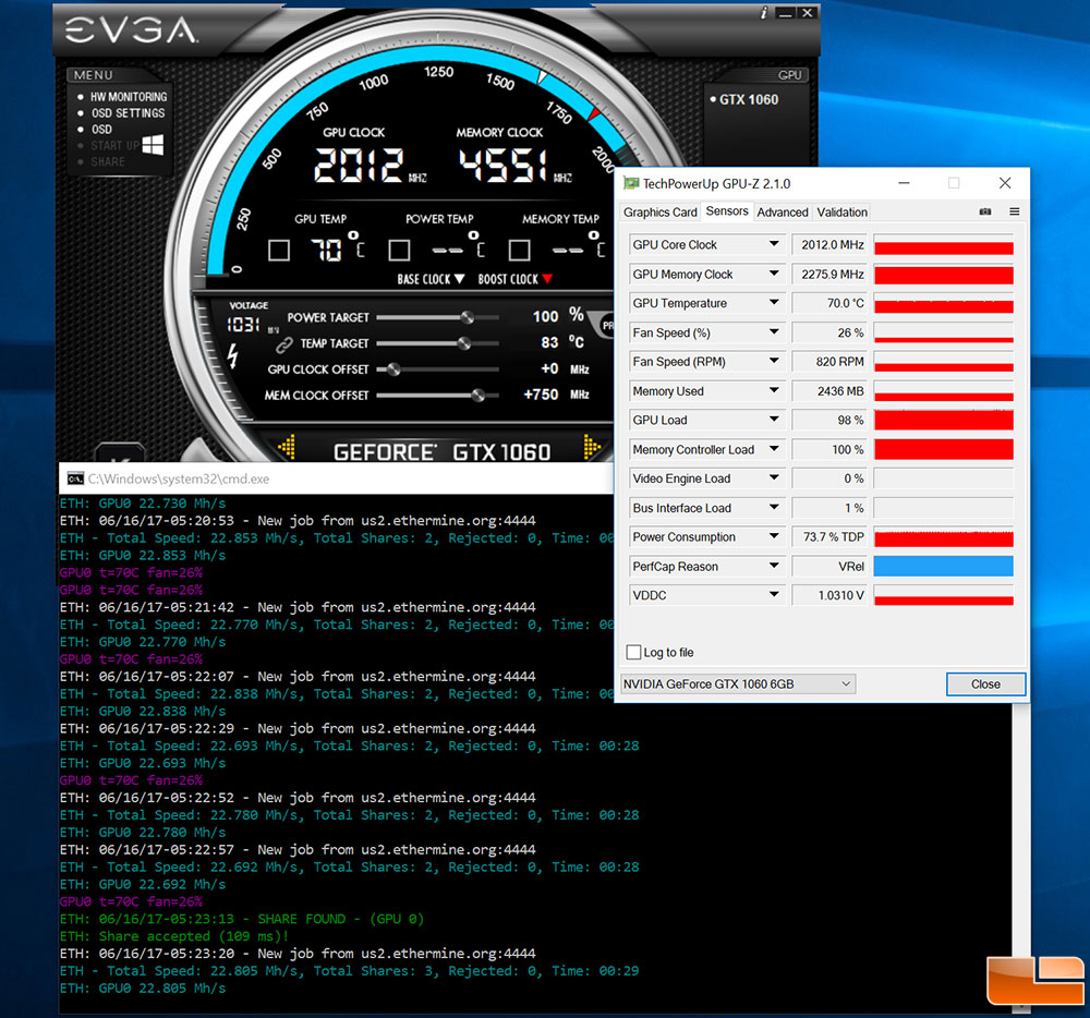 Ethereum Mining On EVGA GeForce 1060 at 22 MH/s - Legit Reviews