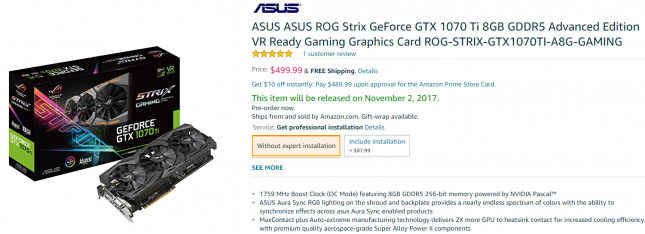 ASUS ASUS ROG Strix GeForce GTX 1070 Ti 