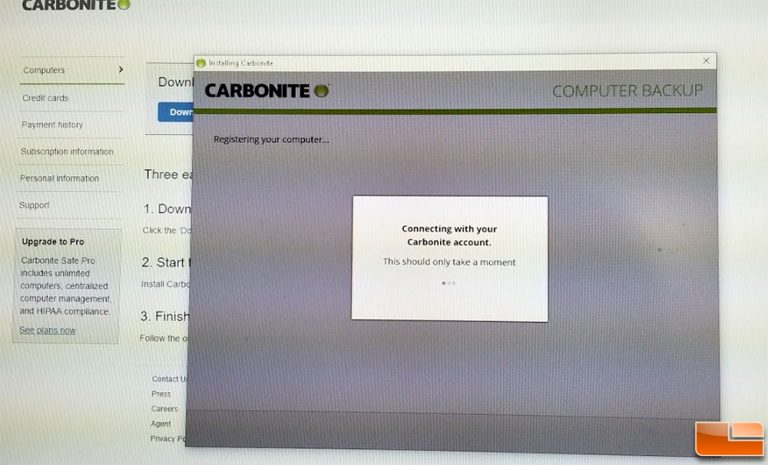 carbonite backup server down